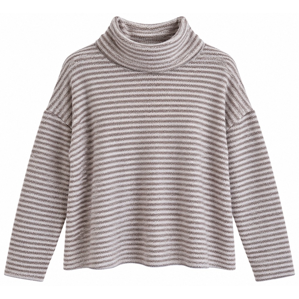 A New Day Womens XXL Striped Cowl Neck Sweater Burgundy Cream Knit Pullover
